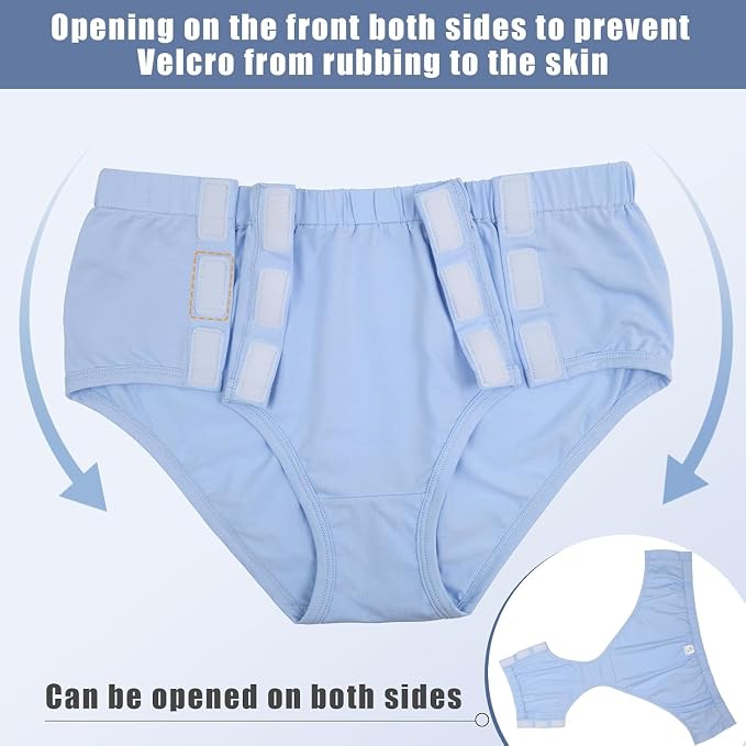 Comfortable Adaptive Underwear - Hospital-Ready Undergarments for Elderly Women with Easy Closure and Elastic Design, Ideal for Post-Surgery and Incontinence Care (Pink+Blue, X-Large)