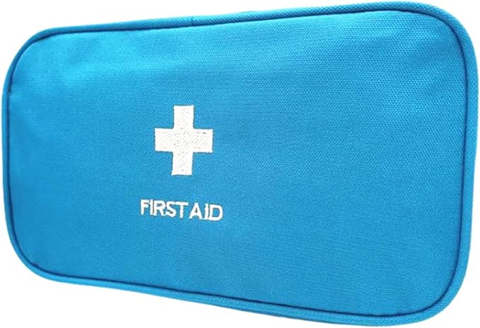 Jipemtra Red First Aid Bag Empty Travel Rescue Pouch First Responder Storage Medicine Emergency Bag for Car Home Office Kitchen Sport Outdoors (Blue with Handle)