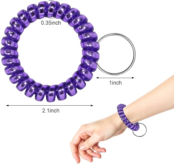 Spiral Coil Keychain, Anti-lost Key Chain Holder Lanyard Cord for Sauna Outdoor Sports and Gym Pool