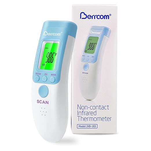 Berrcom Infrared Forehead Thermometer for Adults and Kids | Non-contact digital thermometer with fever alert, LCD, touchless for home, fast & accurate