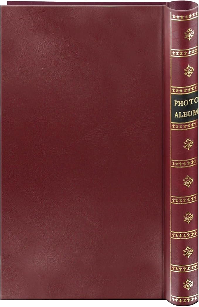 Spiral Bound Photo Album 300 Bi-Directional Memo Pockets Hold 4x6 Photos, Burgundy