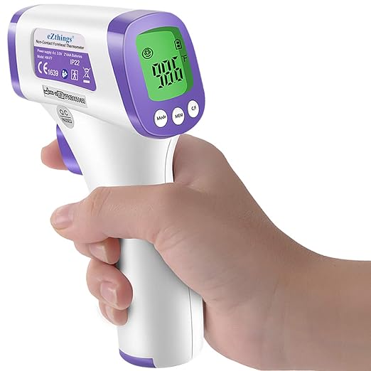 eZthings Heavy Duty Thermometer Infrared Forehead High Caliber Sensor No Contact with LCD Display for Medical Offices, Hospitals