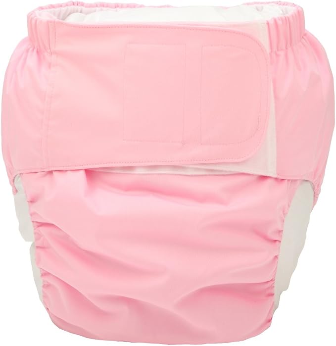 Large Teen Adult Cloth Diaper Nappy Reusable Washable for Disability Incontinence with Hook and Loop for Women (Pink (Large 26in to 50in))