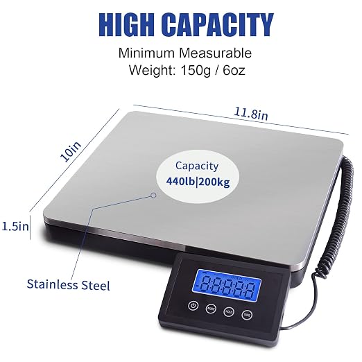 Fuzion Shipping Scale for Packages Small Business - 440lb x 0.1lb Digital Postal Scale for Packages, Shipping Package Scale, Postage Scale, Postal Scale, Luggage Scale