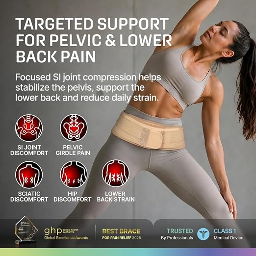 Modvel Pelvic Support Belt, Posture Corrector for Women & Men, Back Brace for Lower Back Pain, Hip & Waist Trainer for Women, Sciatica Pain Relief Support, Waist Cincher, Comfortable Daily Wear