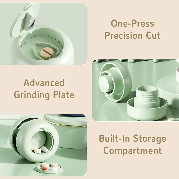 Pill Crusher Pill Splitter for Small Pills,Fine Powder,Grinder Fine Powder 3 in 1