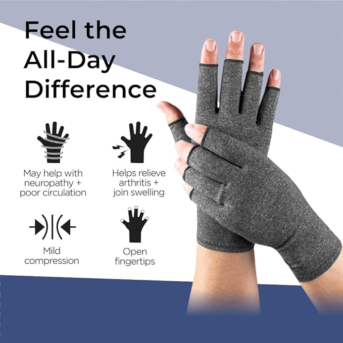 Arthritis Gloves for Women for Pain, Men and Women Fingerless Compression Wrap for Hand Pain and Osteoarthritis Compression Gloves Women,S,Grey