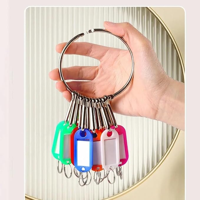 Portable Key Organizer with Key Tags Set 30 Colored Key Labels with Janitor Key Ring Hoop Key Chain Frequency Management Multiple Keys Holder for Unit Property Manager Office Cabinet Keys