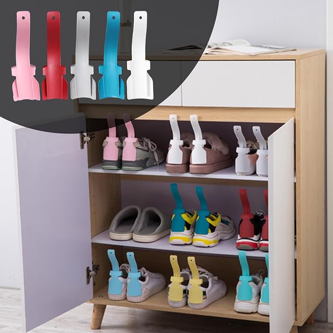 Lazy Shoes Helper,Sock Sl ider Handled Shoe Horn Shoe Lifting Helper Easy on & Off for Seniors Elderly Disabled，Plastic Shoehorn Fits All Shoes, Shoe, Jewelry and Watch Accessories