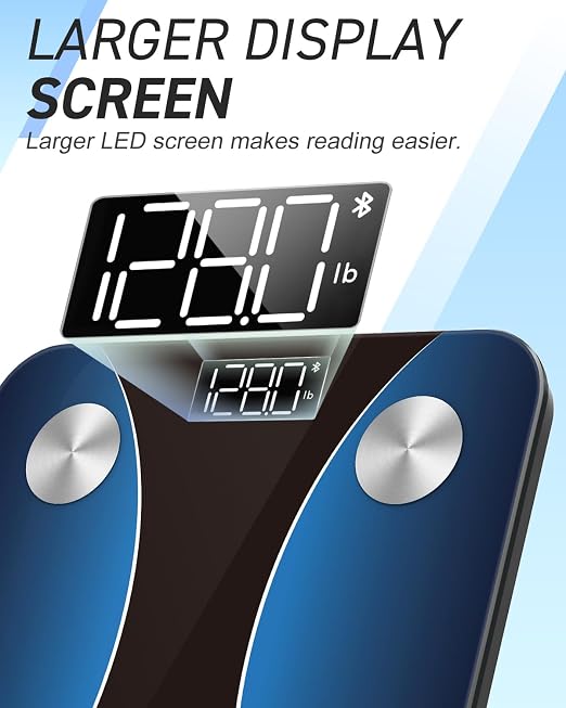 INSMART Smart Scale for Body Weight, Digital Bathroom Scale with BMI, Muscle Mass, Bluetooth Body Fat Scale,17 Body Composition Analyzer with Smart APP Sync Weight Scale, 400 lbs- Blue