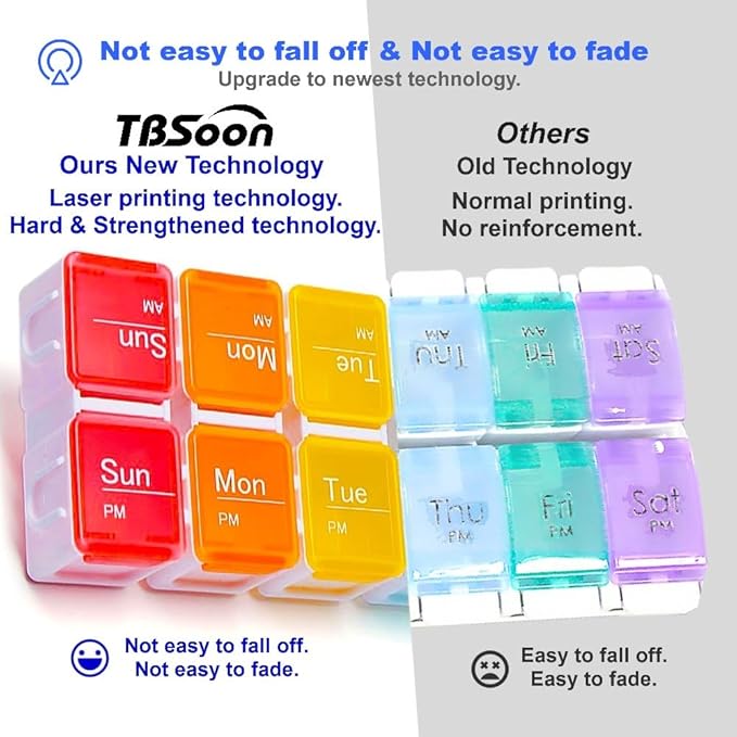7 Day Medicine Pill Organizer, 4 Reminder Alarms, Loud Sound, 14 Large Compartments, Large Screen, Moisture-Proof, Travel Weekly/Daily Pill Box/Organizer/Case/Container/Dispenser, AM/PM 2 Times a Day