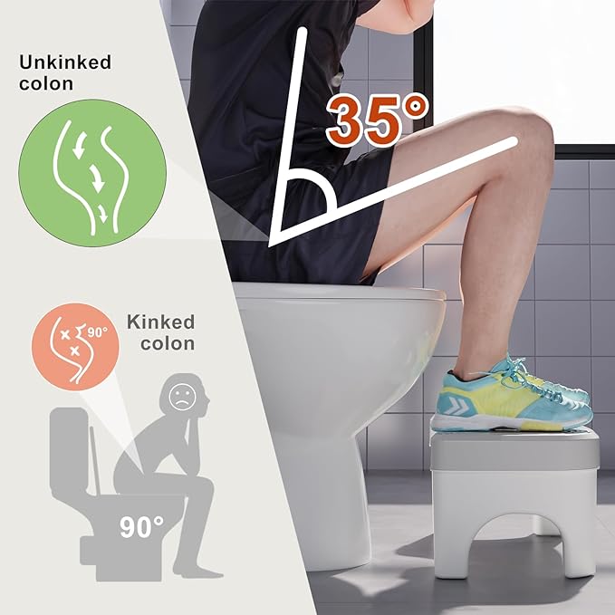 Recximi Black Toilet Stool Poop Stool Squat Adult, Toilet Foot Rest Step Stool for Adults, Portable Bathroom Stool for Pooping, Portable Squatting Toilet Stand for Feet, Healthy Gifts, Black