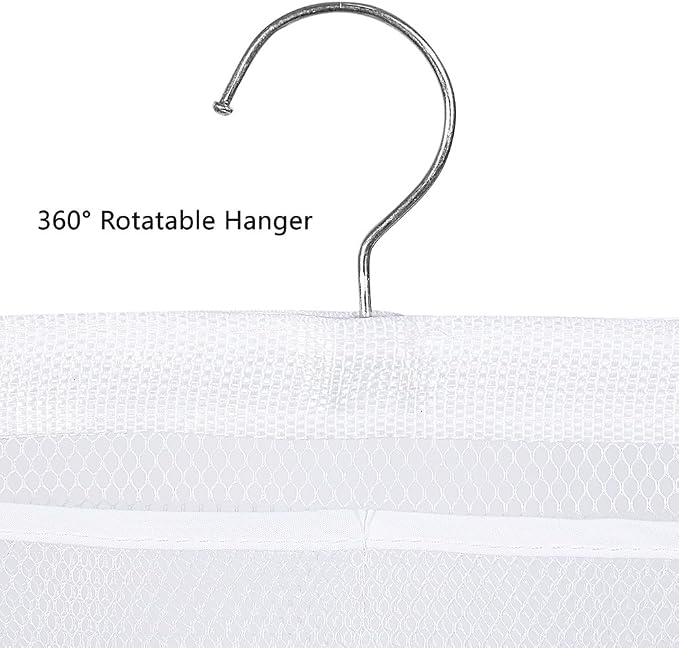 ALYER 6 Storage Pockets Hanging Mesh Shower Caddy,Space Saving Bathroom Accessories and Quick Dry Bath Organizer with Hanger,White