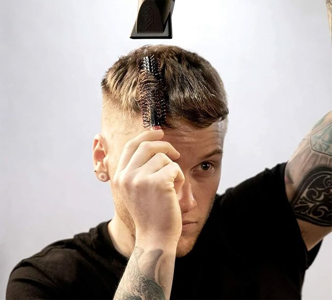 Uppercut Deluxe Quiff Roller Hair Brush for Men and Women – Round Styling Brush for Volume, Lift & Pompadour Styles – Blow Dry Quiff Roller with Ball Tip Bristles, Non-Slip Grip, Barber Styling Tool