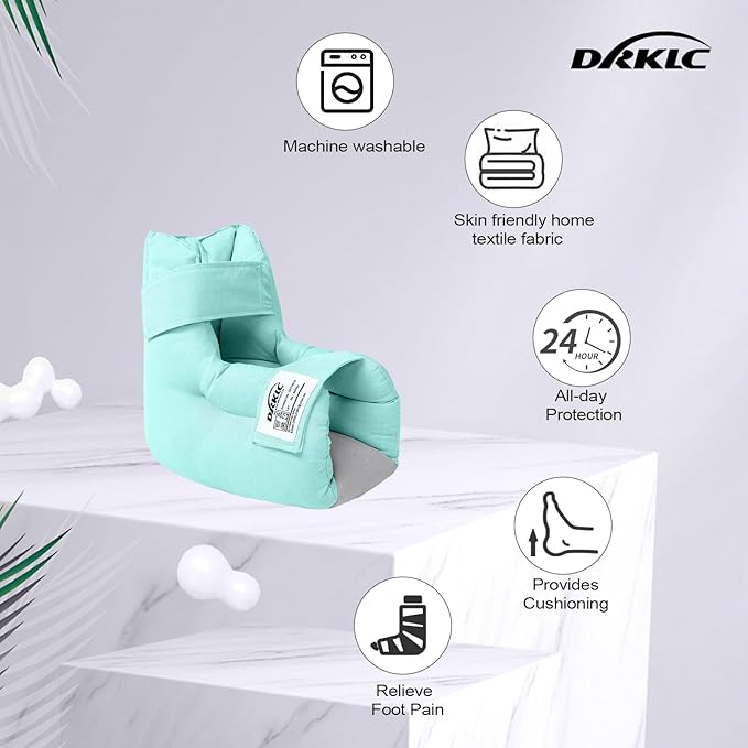 Heel Protector Cushion Pillow to Relieve Pressure from Sores and Ulcers, Adjustable Foot for Bedridden Patients Supplies, Ankle Pillow for Heel Pain (Light Green - 1 Pairs)