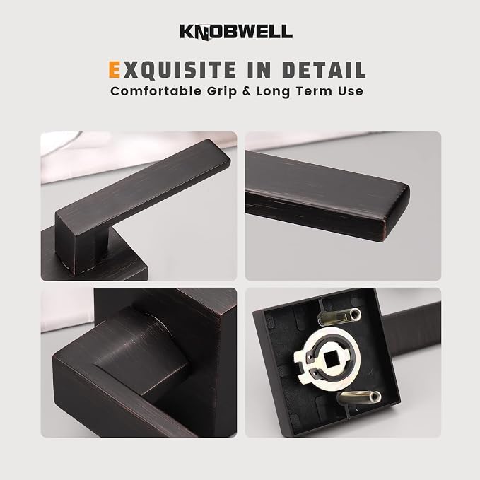 KNOBWELL 6 Pack Heavy Duty Dummy Door Handle Door Leversets, Single Sided Dummy Lever for Both Right/Left Handed Doors, Oil Rubbed Bronze Finish 0.93 lb One Lever(Only One Side Use)