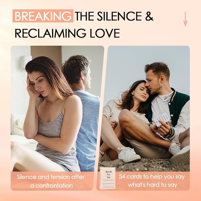 Conversation Cards for Couples Games - 54PCS Speak For Me Relationship Card Game for After Fights, Conflict & Silence - Meaningful Couples Gifts | Anniversary | Wedding | Date Night Ideas to Reconnect