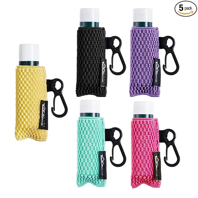 WK IEASON Lip Balm Holder Keychain 5pcs Clip on Lipstick Keychain Sleeves Holder Pouch Tight-Knit Elastic Lip Gloss Holder