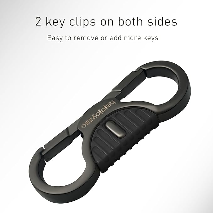 Keychain Quick Release Double Carabiner Clip with D Ring Key Rings, Unisex Belt Loop Key Holder for Home Car Keys