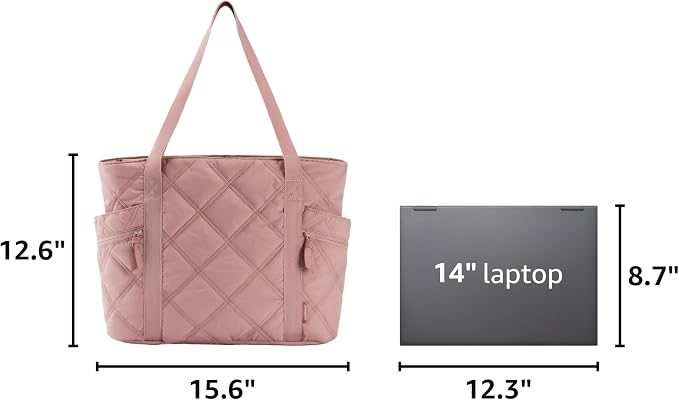 BAGSMART Crush Tote Bag for Women, 20L Puffer Work Tote with Zipper | Quilted Nurse Hospital Bag For Travel College Gym