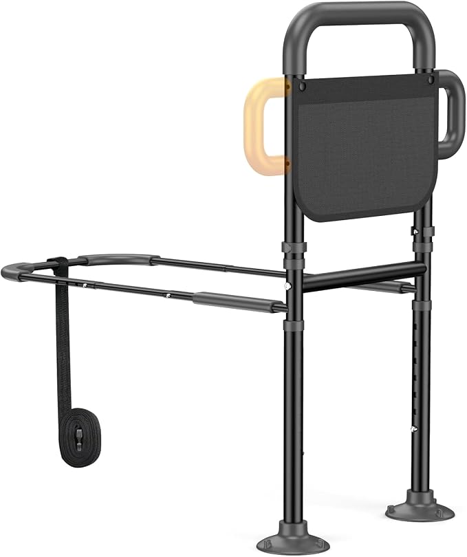 Bed Rails for Elderly Adults Safety – Adjustable Height Bed Assist Rail for Seniors, 400lb Capacity, ASTM Approved, Non-Slip Handle, Fixing Strap & Storage Pocket (Twin/Full/Queen/King)