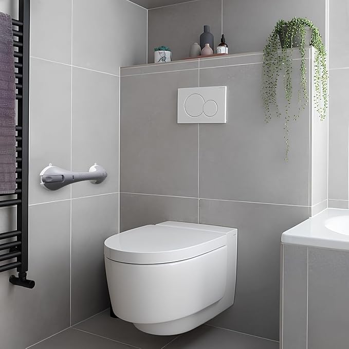 2Pack Suction Grab Bar for Shower Bathtub: Upgraded Heavy Duty Non-Slip Grip Handle with Strong Suction Cup for Bathroom Wall, Max Load 269LBS Safety Bar for Elderly Senior (2, Gray)