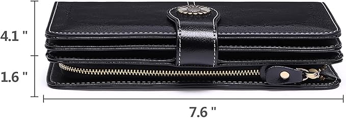 SENDEFN Wallets for Women Leather Credit Card Holder with RFID Blocking Large Capacity Wristlet | with RFID Blocking