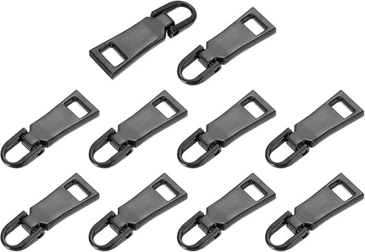 uxcell 10pcs Zipper Pull, 1.5 Inch Zinc Alloy Zip Puller Zipper Pull Replacement Sewing Zippers Tapes for Luggage Clothing Jackets Backpacks Boots, Black
