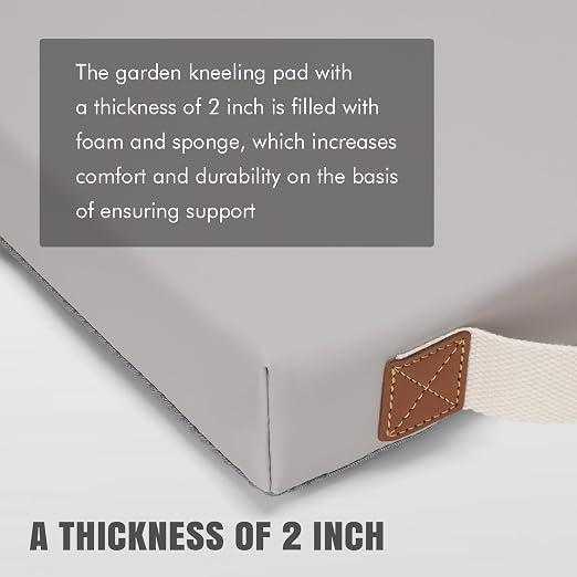 HappyPicnic Waterproof Garden Kneeling Pad, 2in Thick, Grey, 1 Pack | Soft High-density Foam knee support, with Handle, Easy to Clean, Non-slip, for Gardening, Yoga, Prayer, Housework, Exercise