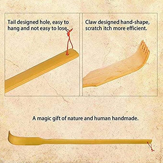 1Pc Wooden Bamboo Back Scratcher, Natural Handmade Back Scratchers, Long Handle Back Scratchers for Adults Men Women (17 Inch)