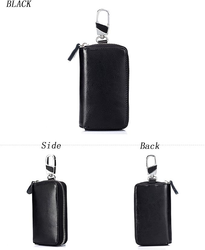 Large Leather Key Case Wallet with 12 Hooks & 1 Keychain/Ring for Men or Women