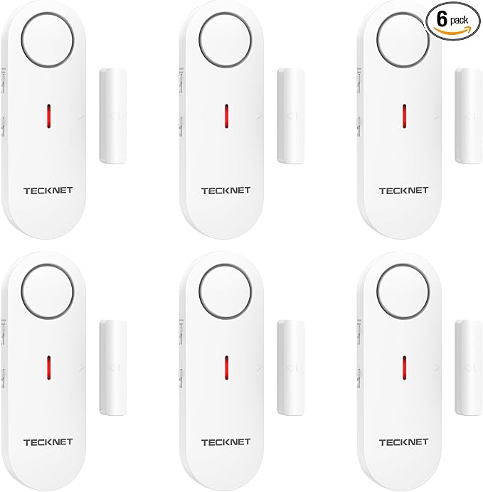 TECKNET Door Alarms for Kids Safety, Window Alarm Pool Alarms Door Alarm for Home Security, 2-in-1 Alarm & Chime, 3-Level Volume Control, Wireless Alarm for House Hotel Cars Sheds Caravans (6 Pack)