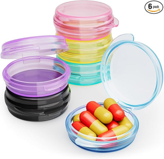 Small Pill Case, 6 Pcs Pill Box for Purse Travel Pill Container Portable Daily Medicine Pill Organizer Travel Pill Case for Medication Fish Oil Vitamin Supplement