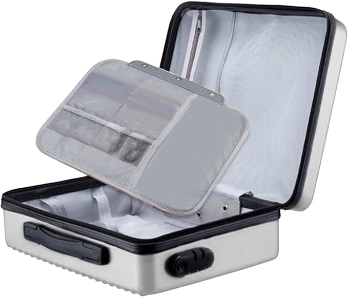 Fireproof Document Box Secure Storage Hard Shell Container Organizer Bag for Professionals Certificates, Silver