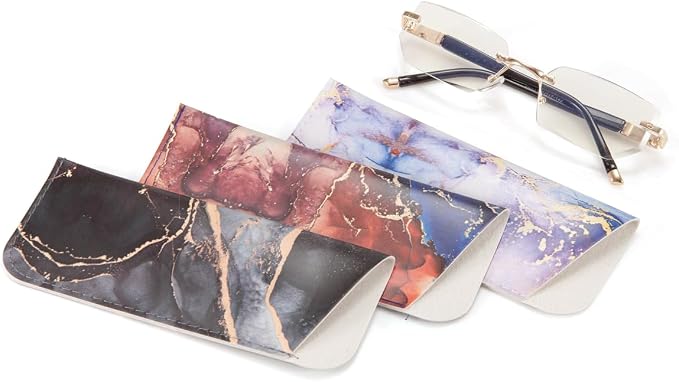 TRIUMPH VISION Reading Glasses Pouch Eyeglass Sleeve Soft Case Slim 3 Pack | Alternative to Bulky Case Lightweight，Neoprene Lined Padded Protect Optical lens Slip in, Cute Pattern Portable for Daily Use