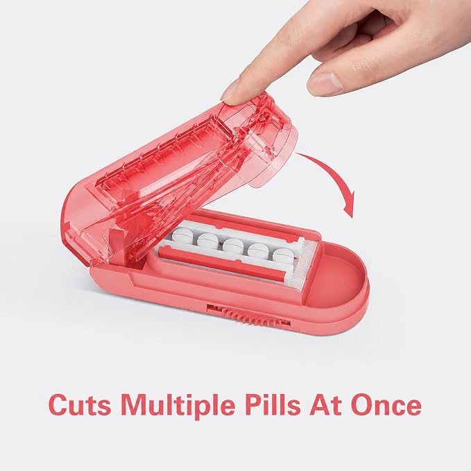 DEPAD Pill Cutter for Small and Tiny Pills, Adjustable Pill Splitter for Cutting Multiple Pills with Adjustable Bars & Hidden Blade, Safely Cuts Small or Large Tablets for Seniors & Pets