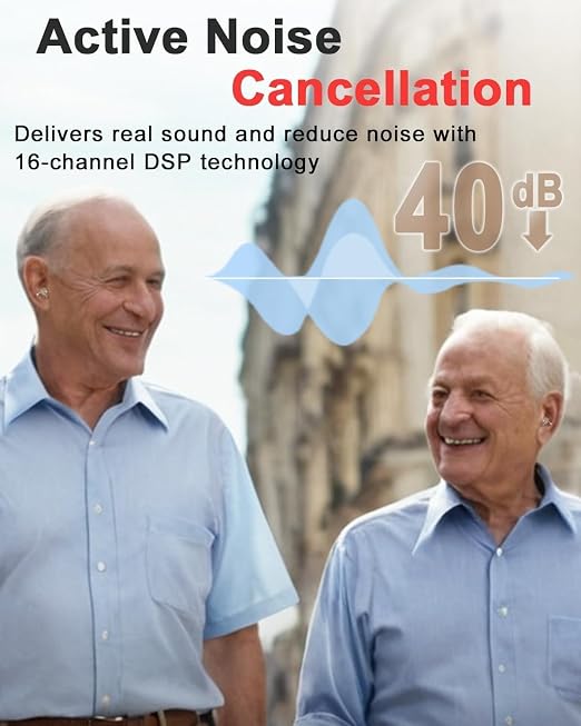Hearing Aids for Seniors, Hearing Aid Rechargeable for Hearing Loss, Personal Hearing Amplifier with Volume Control and Portable Magnetic Charging Case, Noise Canceling Hearing Aids