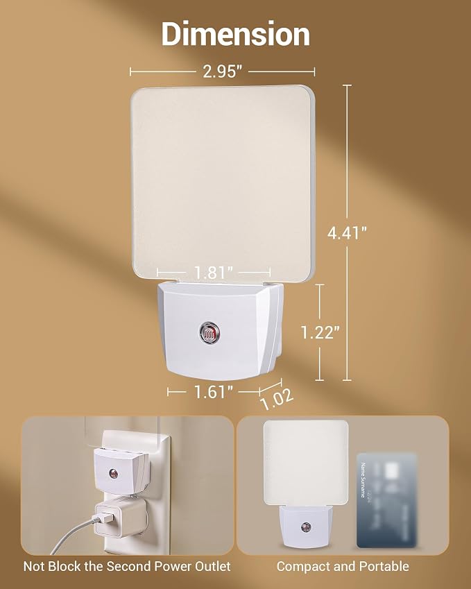 DEWENWILS Night Lights Plug into Wall, LED Night Lights Light Sensor 4 Pack | Dusk to Dawn, 3000K Warm White, Frosted Acrylic Shade, for Bathroom, Kids Room, Nursery Room, Hallway, Kitchen