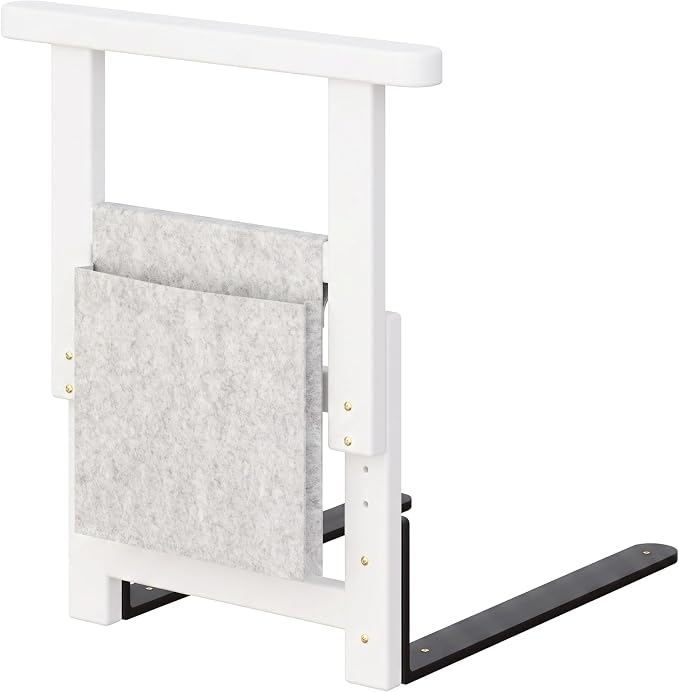 Bamboo Bed Assist Rail for Seniors Adjustable Grab Bar 300lbs White | Non-Slip Handle, Storage Pocket, Fits 4–12 inch Mattresses, Fits Twin, Full, Queen & King Beds