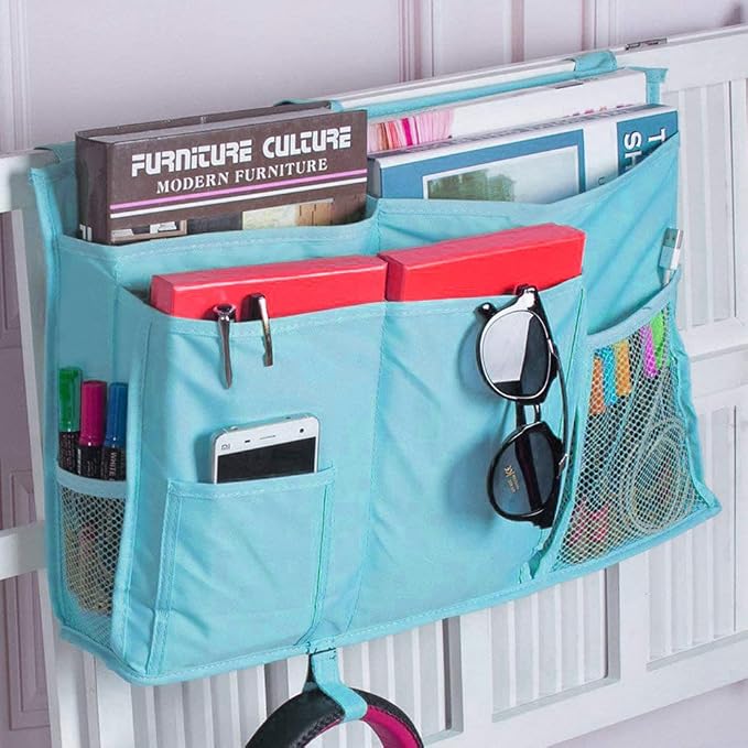 Sugaroom Bedside Storage Caddy, Bunk Bed Organizer Bed Storage Pocket Bedside Organizer Hanging Bed Storage Caddy for College Dorm Room, Hospital Bed Rails, Baby Bed, Camp