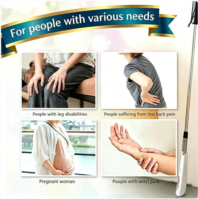 Telescopic Shoe Horn Long Handle 16" to 31" Metal Adjustable Length,Shoe Helper Tool For Seniors Adults Kids