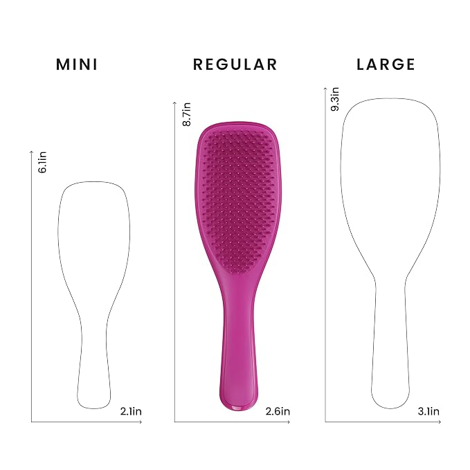 Tangle Teezer Ultimate Detangler Brush, Straight to Wavy, Raspberry | Patented two-tier, regular-flex teeth reduce breakage & split ends on wet or dry hair; Shower-friendly hairbrush for all ages