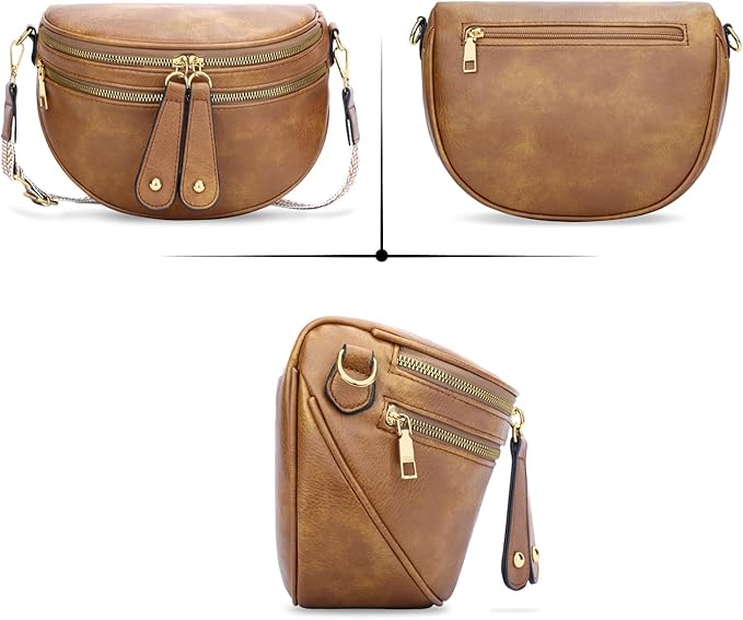 KKXIU Crossbody Bags for Women Vegan Leather Travel Bum Bag | Trendy Fanny Waist Pack | Shoulder Purse with Adjustable Strap