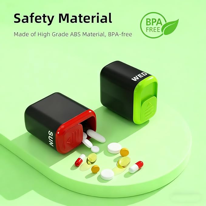 Weekly Pill Organizer 7 Day Pill Organizer one time a Day with Reminder, Detachable Travel Pill Case, Large Capacity Medicine Organizer for Vitamins, Supplements & Daily Medications (Pink)