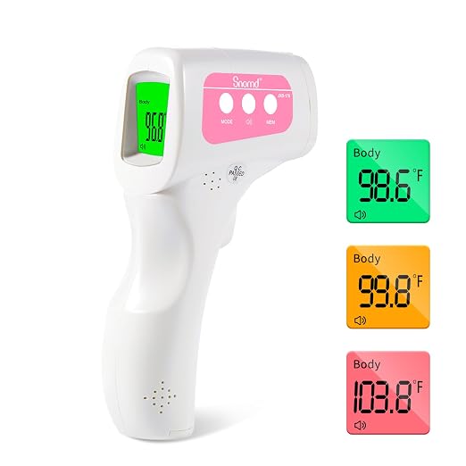 Non-Contact Forehead Thermometer for Baby, Kids & Adults | 3-in-1 thermometer, 1s accurate reading, body/object/room temp, fever alert & silent mode
