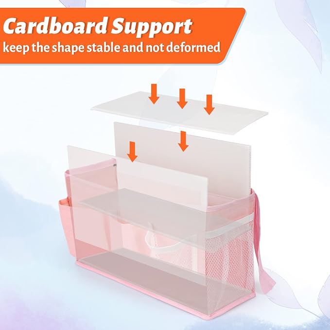 Bedside Caddy, Bedside Storage Bag Hanging Organizer for Bunk Dorm Bed Rail | Bed Caddy with Hooks, Top Bunks and Dorm Essentials for Water, Tissues, Tablets, Books, Phones, Remotes and Other Necessories