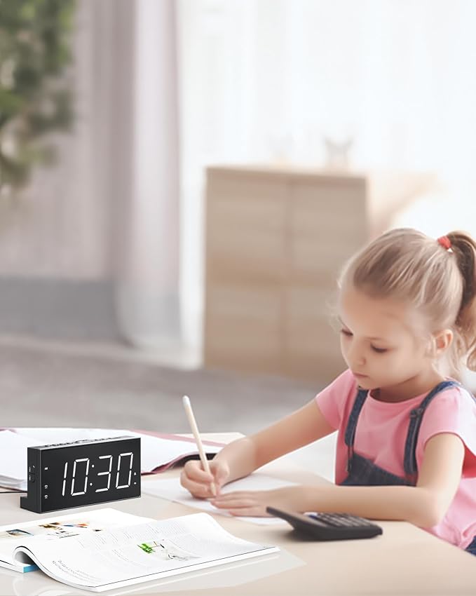 Roxicosly Alarm Clock for Heavy Sleepers with Bed Shaker, Dual Alarm Clock with USB Charger, 7.5" Large LED Display, Adjustable Brightness, Snooze, 12/24H & Battery Backup for Hard of Hearing/Deaf