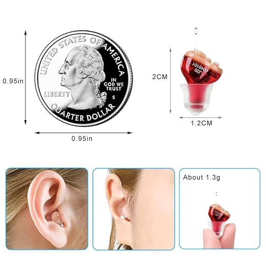 Hearing Aid Battery Operated Hearing Aids for Seniors CIC In the Ear | Ear Amplifier for Hearing Hearing Amplfier Affordable Sound Enhancer Blue (Left Ear)