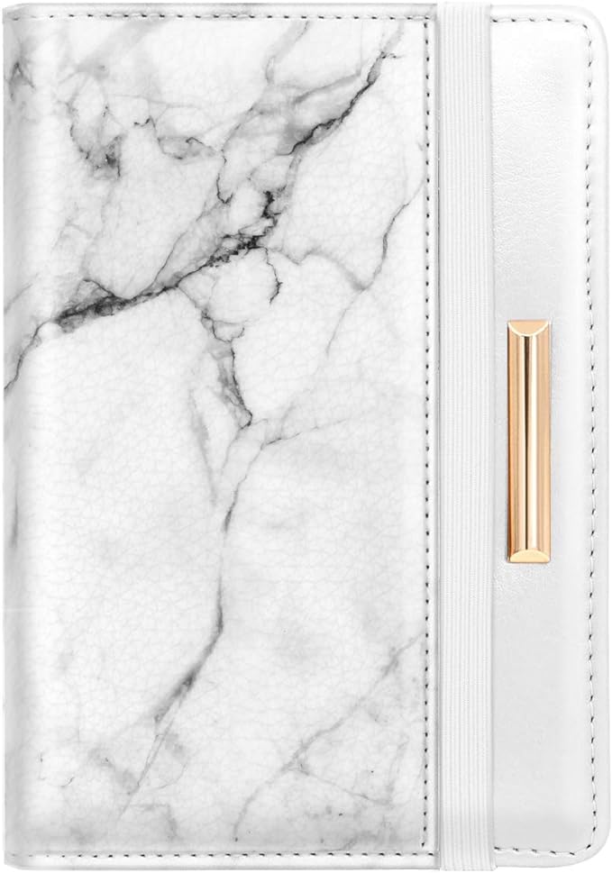 Coco Rossi Passport Holder for Travel Women Slim RFID Passport Cover Wallet | Travel Essentials, Passport Book Holders, Passport Wallet Cover Case, PU Leather, Cute, Thin, Spliced Design, White Marble