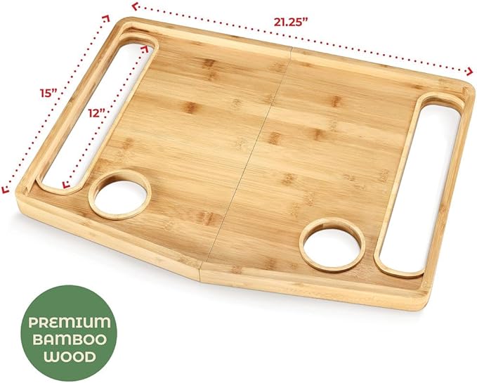 Medical king Walker Tray Table with Cup Holder Mobility Table Tray for Folding Walkers Foldable, Portable Multipurpose Bamboo Tray for Eating, Crafts, Laptops Medical Equipment Accessories - 21x16"
